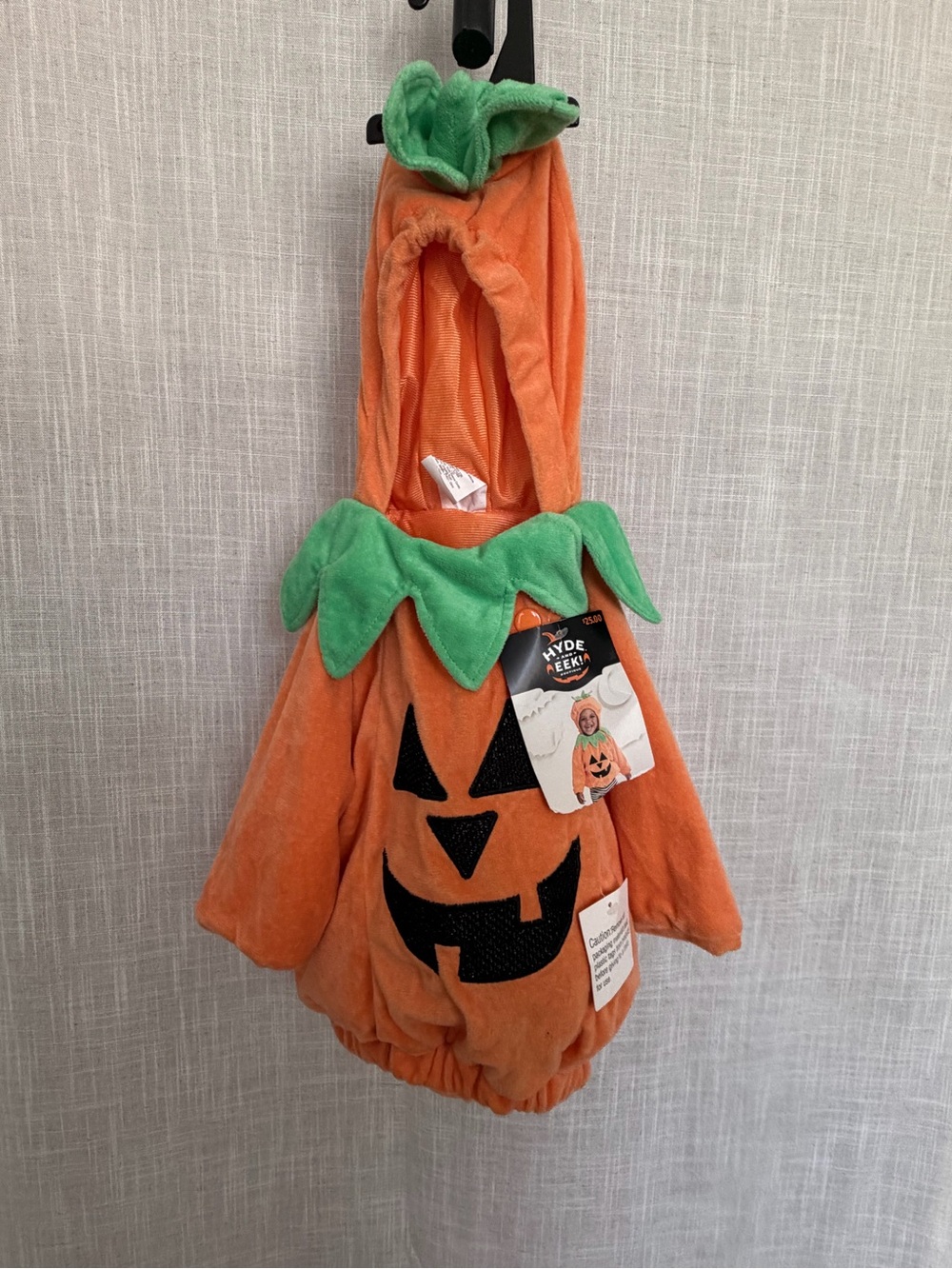 Target Orange Pumpkin Hooded Costume with Green Leaf Collar